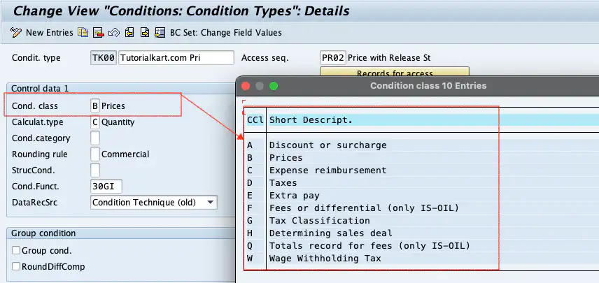 Key Condition Class in SAP SD Pricing